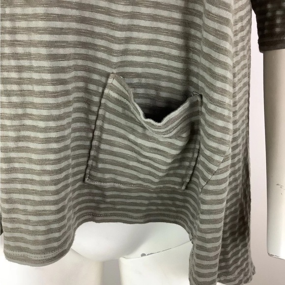 Niche Nilgun Derman Sz L Draped Jersey Striped Top Green Rayon Spandex Pullon - Picture 2 of 6